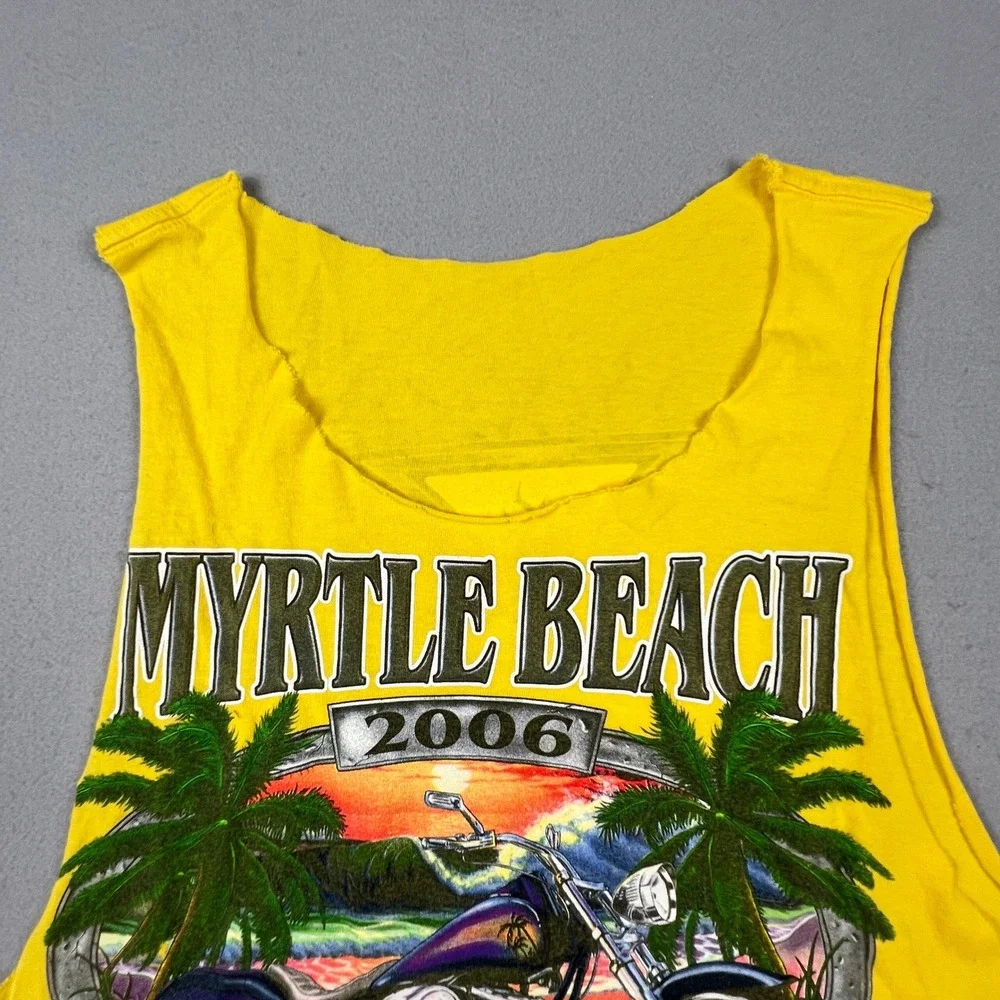 Vintage Myrtle Beach Bike Rally Tank Mens XL Yellow 2006 Custom Cut Muscle Tee